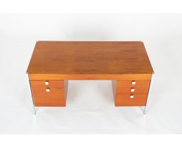 Bureau Pierre Paulin modèle CM 223 acajou et chrome édition Thonet 1950