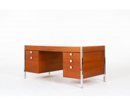 Bureau Pierre Paulin modèle CM 223 acajou et chrome édition Thonet 1950