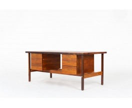 Desk in rosewood and brass Italian design 1960