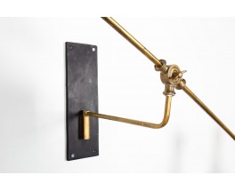 Diabolo wall light with counterweight in brass and black lacquer 1950