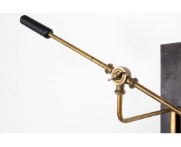 Diabolo wall light with counterweight in brass and black lacquer 1950