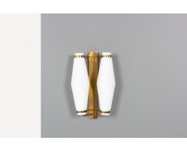 Double wall lamp in brass and opaline edition Stilnovo 1950