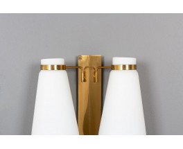 Double wall lamp in brass and opaline edition Stilnovo 1950