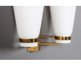 Double wall lamp in brass and opaline edition Stilnovo 1950