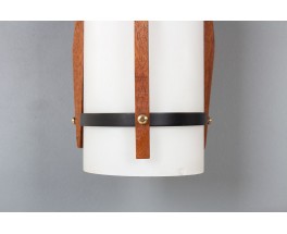 Wall lights in metal, teak, brass and opaline 1950 set of 2