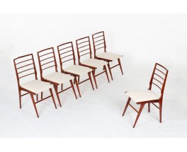 Chaises Rino Levi en jacaranda et tissu design brésilien 1950 set de 6