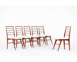 Chaises Rino Levi en jacaranda et tissu design brésilien 1950 set de 6