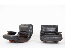 Michel Ducaroy armchairs model Marsala in leather edition Ligne Roset 1970 set of 2