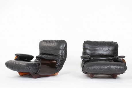 Fauteuils Michel Ducaroy modèle Marsala en cuir édition Ligne Roset 1970 set de 2