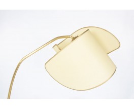 Lampadaire 1 bras en laiton et abat-jour beige 1950