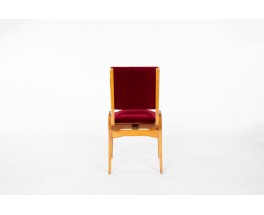 Maurice Pre chairs in mahogany and velvet 1950 set of 6