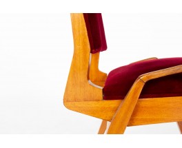 Maurice Pre chairs in mahogany and velvet 1950 set of 6