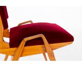 Maurice Pre chairs in mahogany and velvet 1950 set of 6