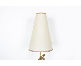 Wall lamp in brass and high beige lampshade 1950