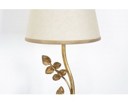 Wall lamp in brass and high beige lampshade 1950