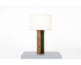 Table lamp in mahogany, brass and leather 1950