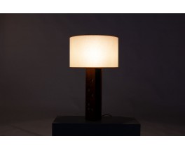 Lampe de table acajou, laiton et cuir 1950