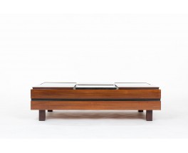 Table basse rectangulaire Luigi Sormani en palissandre et verre 1960