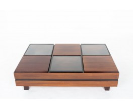 Table basse rectangulaire Luigi Sormani en palissandre et verre 1960