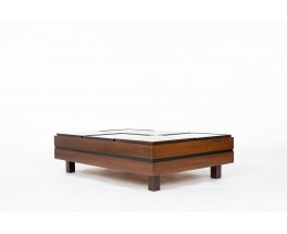 Table basse rectangulaire Luigi Sormani en palissandre et verre 1960