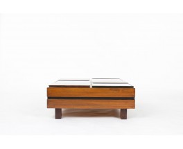 Table basse rectangulaire Luigi Sormani en palissandre et verre 1960