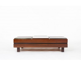 Table basse rectangulaire Luigi Sormani en palissandre et verre 1960