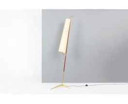 Floor lamp with bakelite brass and paper lampshade edition Lunel 1950