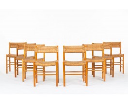 Chairs model Dordogne in ash and straw edition Sentou 1950 set of 8