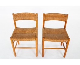 Chairs model Dordogne in ash and straw edition Sentou 1950 set of 8