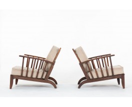 Fauteuils en hêtre et velours design reconstruction 1960 set de 2