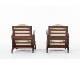 Armchairs in beech and velvet reconstruction design 1960 set of 2