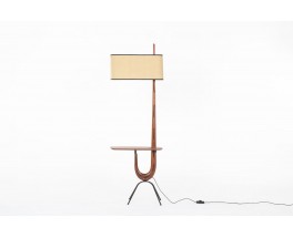 Lampadaire modèle Girafe à tablette en teck edition Rispal 1952