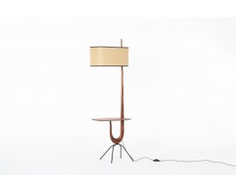 Lampadaire modèle Girafe à tablette en teck edition Rispal 1952