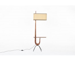 Lampadaire modèle Girafe à tablette en teck edition Rispal 1952