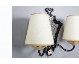 Raymond Subes Metal wall lights with paper lampshades 1930 set of 2