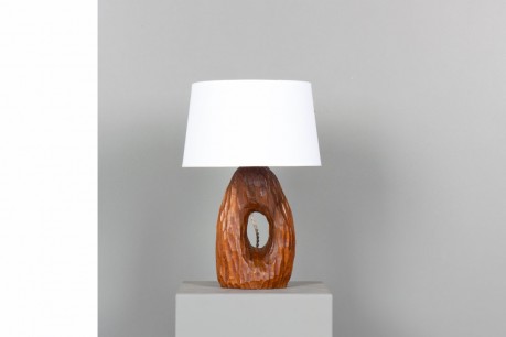 Table lamp in mahogany gouge-cut 1960