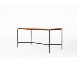 Table Pierre Paulin modèle CM172 acajou et métal noir édition Thonet 1950