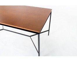 Table Pierre Paulin modèle CM172 acajou et métal noir édition Thonet 1950