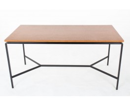 Table Pierre Paulin modèle CM172 acajou et métal noir édition Thonet 1950