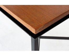 Table Pierre Paulin modèle CM172 acajou et métal noir édition Thonet 1950