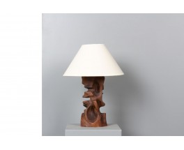 Lamp in wood with paper lampshade brutalist design 1950