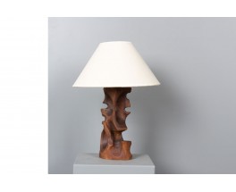 Lamp in wood with paper lampshade brutalist design 1950