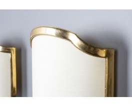 Wall lights in brass and beige paper 1950 set of 3