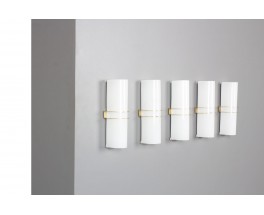 Brass and opaline wall lights Italian design 1950 set of 5