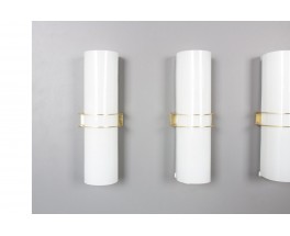 Brass and opaline wall lights Italian design 1950 set of 5