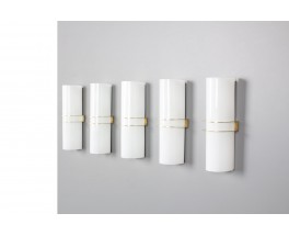 Brass and opaline wall lights Italian design 1950 set of 5