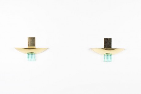 Gold metal and glass wall lights Italian design 1950 set of 2