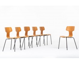 Chaises Arne Jacobsen modèle Hammer 3103 édition Fritz Hansen 1960 set de 6