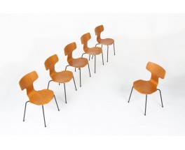 Chaises Arne Jacobsen modèle Hammer 3103 édition Fritz Hansen 1960 set de 6