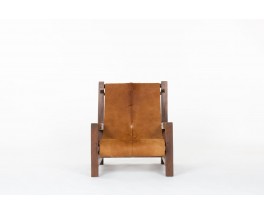 Fauteuil en pin et peau de vache 1950